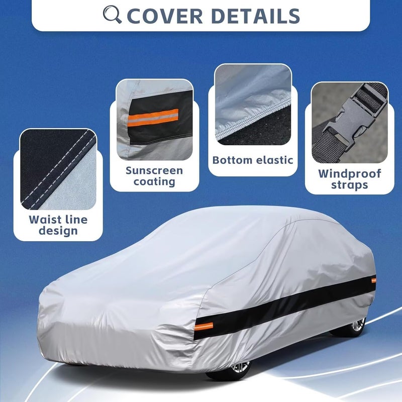 Holthly 10 Layers Car Cover Custom Fit for BMW Z4 E85, E89, G29 (2009-2025), Waterproof All Weather for Automobiles, Outdoor Full Cover Sun Dust Rain Protection with Cotton. Silver - Image 3